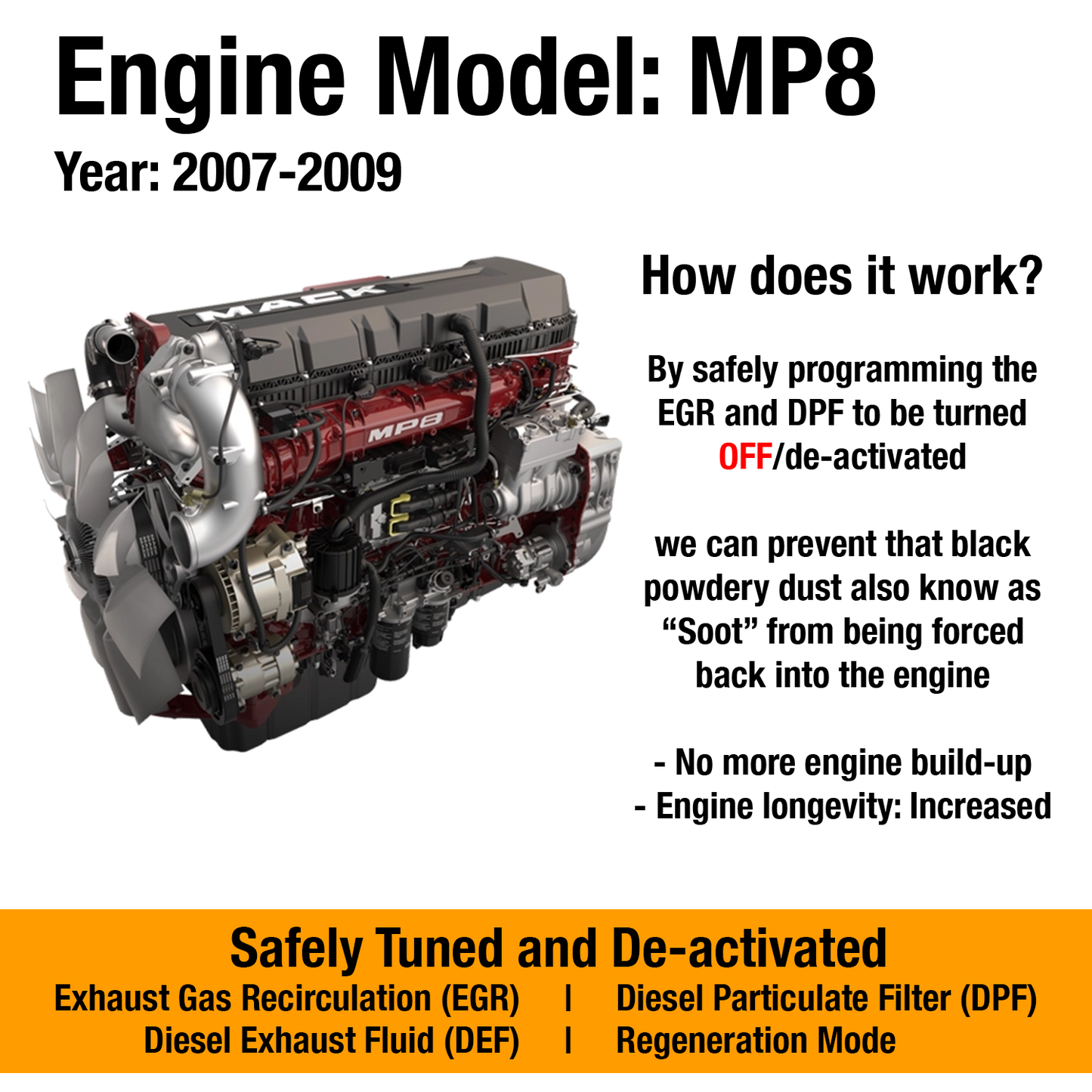 Mack Engine: MP8 (2007-2009) EGR/DPF Delete Package